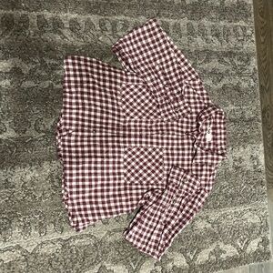 SO Maroon and White Gingham Button-Down Shirt